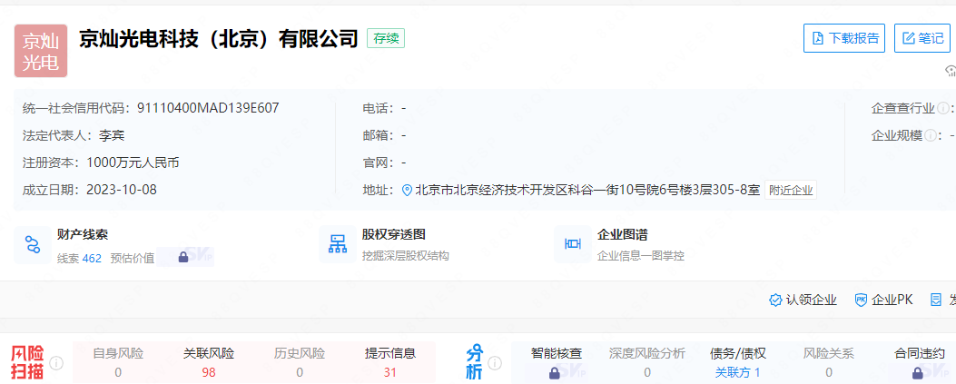 b体育官方网站app华灿光电创办京灿光电科技公司 营业含集成电路芯片计算(图1)